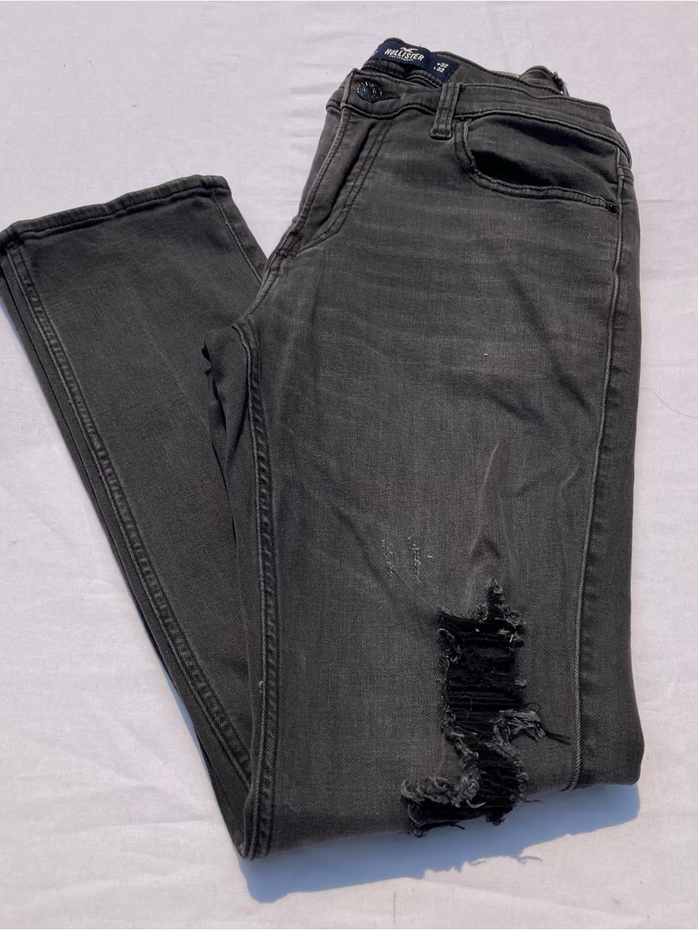 Hollister Skinny Fit Advance Stretch Distressed Denim Jean Black Mens 32” X 32”